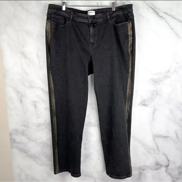 NWT Lane Bryant Signature Fit Slim Straight Jeans Gold Foil Side Stripe Plus 24 - Picture 1 of 10